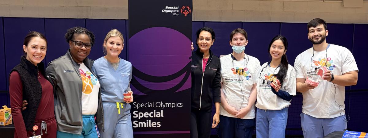 SODM dental students, pediatric dental residents, a dental assistant and professor at the Special Olympics Unified Health Event.