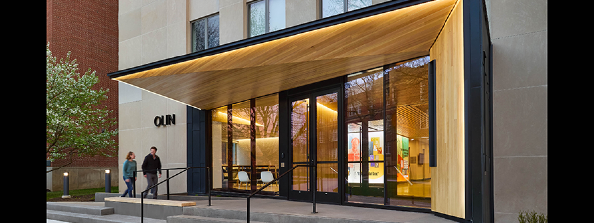 Image of the outside of the renovated Olin Hall