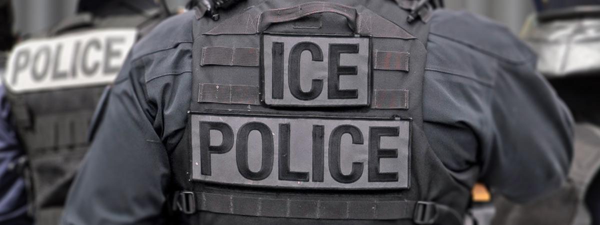 Back of an ICE policeman's uniform