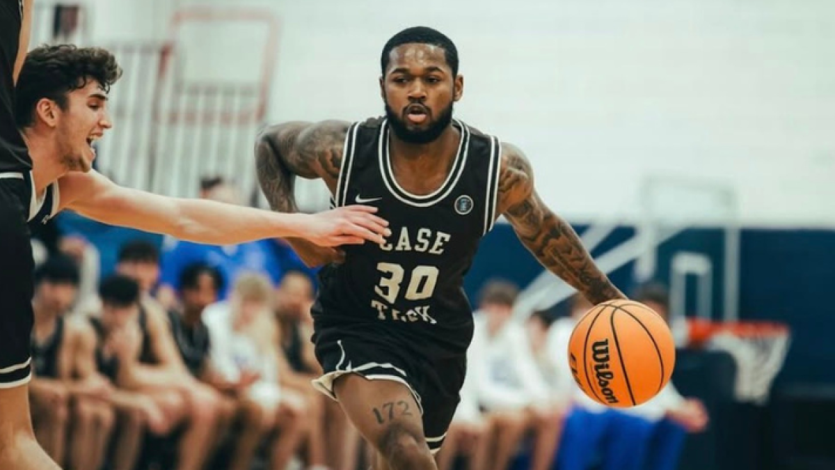 Ethan Edwards in action during a basketball game. 