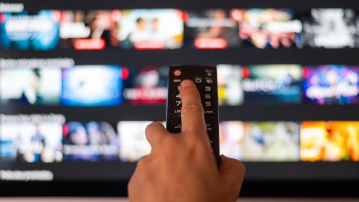 Blurred view of streaming media service and remote