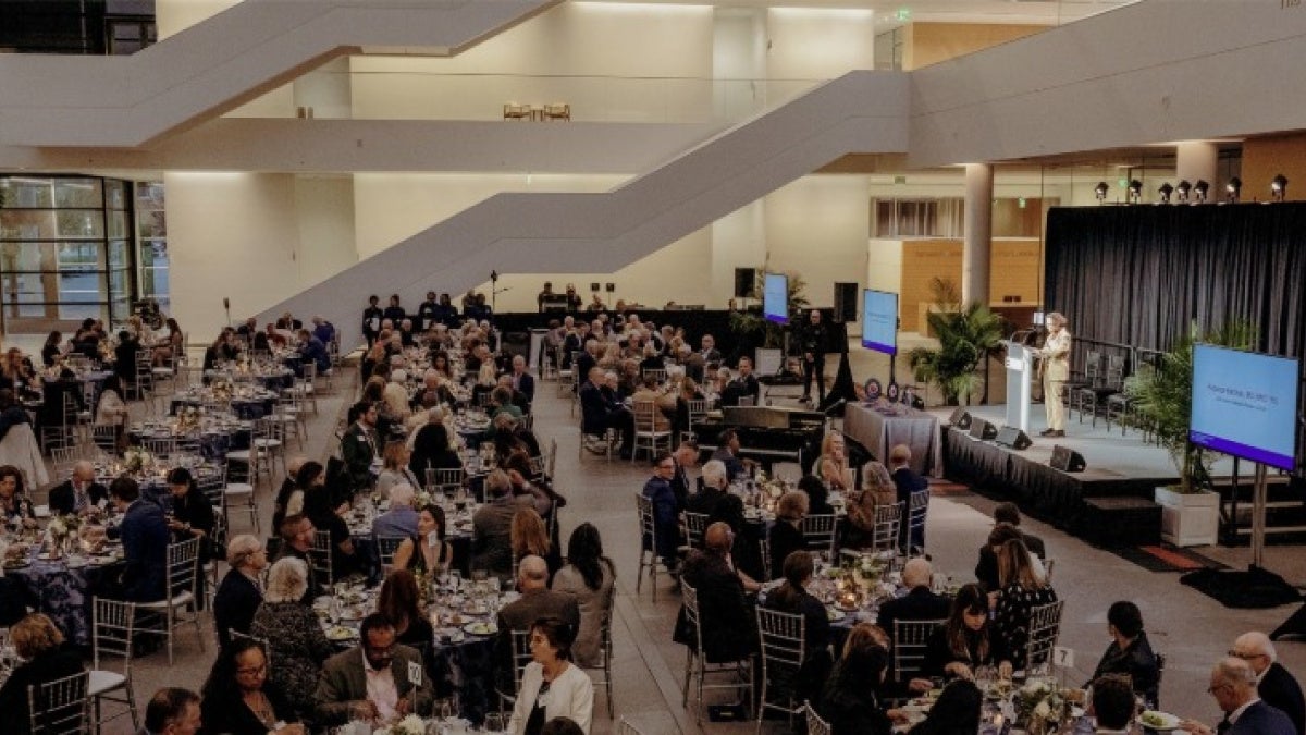 Tables of people at homecoming event