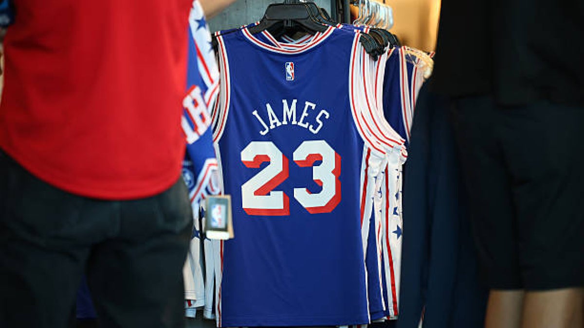 Image of Lebron James' 76 Sixers jersey