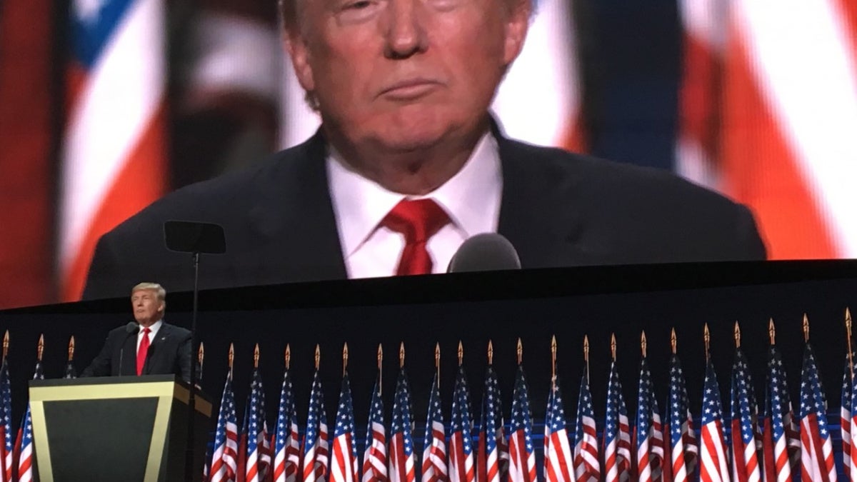 Image of Donald Trump speaking at an RNC convention