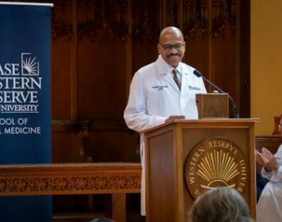 Dean Chance speaking at a School of Dental Medicine event
