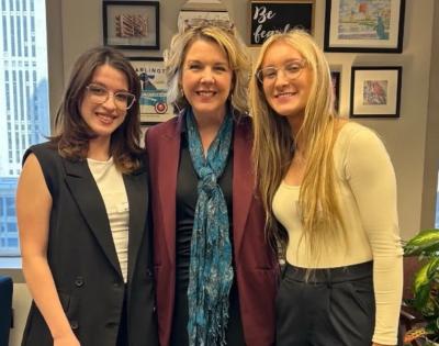 Sabrina Soto (left) and Paisley Tuel (right) met with Rep. Allison Russo in February