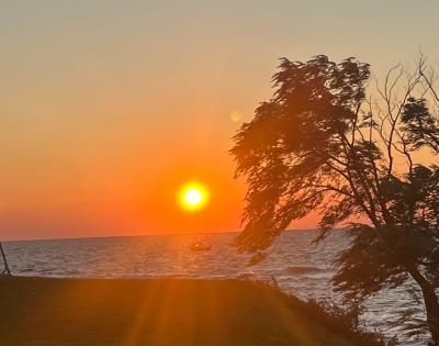 View of a sunset at Lake Erie. 