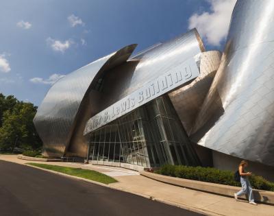 Exterior photo of the Peter B. Lewis Building