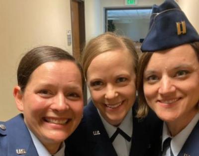 U.S. Air National Guard Captain Abby Henkel, RN, with fellow military service members