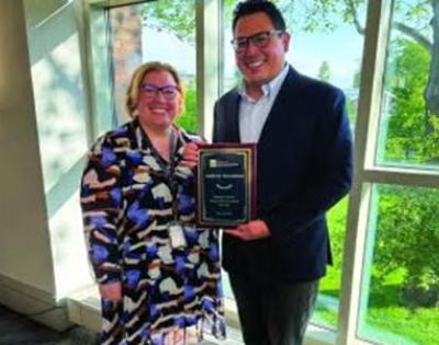 Laura McNally, director of CWRU’s Milton and Charlotte Kramer Law Clinic, and Andrew Geronimo, director of the Dr. Frank Stanton First Amendment Clinic