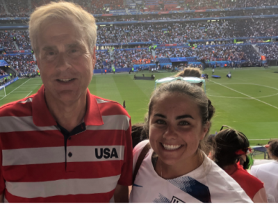 John and Emma Hawley at a soccer game