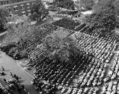 Black and White photo of commencement at the turn of the century