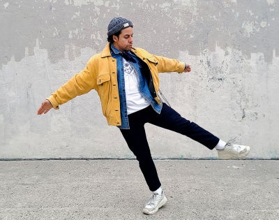 Chris Bell dancing in an urban environment