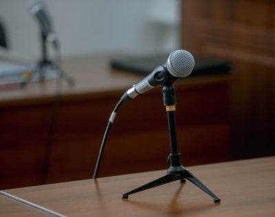 Microphone in courtroom 