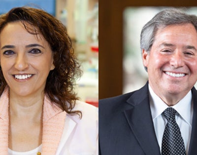 headshots of Grace McComsey and Michael P. Scharf