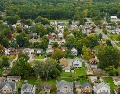 Aerial view of houses in Lorain, Ohio