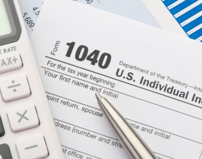 Close up of an income tax form