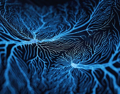 Photo illustration of blue-colored neural pathways