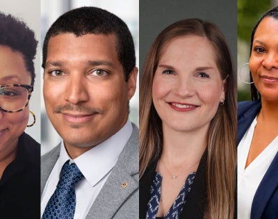 Photo compilation of headshots of Naomi Drakeford, Greg Harris, Dorien Langezaal and Darlena Dillard