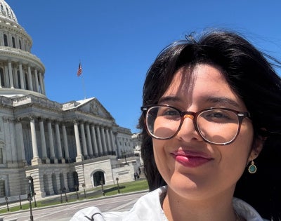 Dalerys Feliciano Acevedo posing in front of U.S. Capitol Building