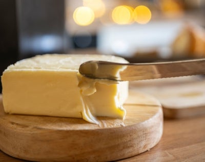Homemade butter on a wooden board