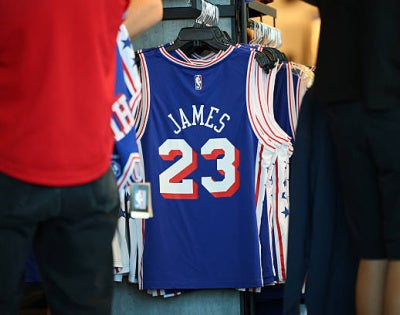 Image of Lebron James' 76 Sixers jersey