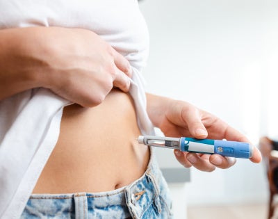 Image of a human injecting themselves with semaglutide