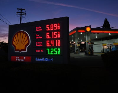 Image of a gas price sign at a gas station