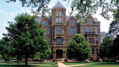 Exterior shot of Adelbert Hall in the summer