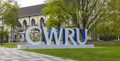 CWRU letter installation near the Binary Walkway