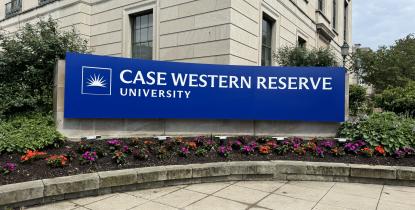 CWRU signage located near Allen Memorial Medical Library