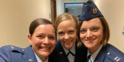 U.S. Air National Guard Captain Abby Henkel, RN, with fellow military service members