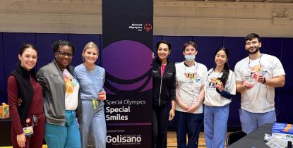 SODM dental students, pediatric dental residents, a dental assistant and professor at the Special Olympics Unified Health Event.