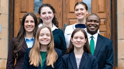 Photo of six CWRU School of Law students posing for a photo