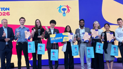 Elijah Hayes and other participants of the Merck Innovation Cup