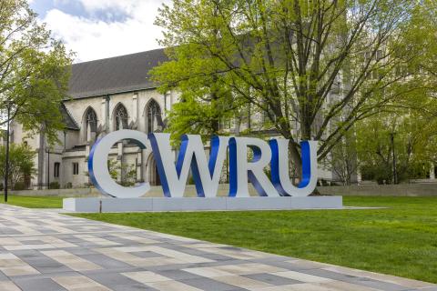 CWRU letter installation near the Binary Walkway