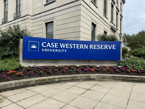 CWRU signage located near Allen Memorial Medical Library
