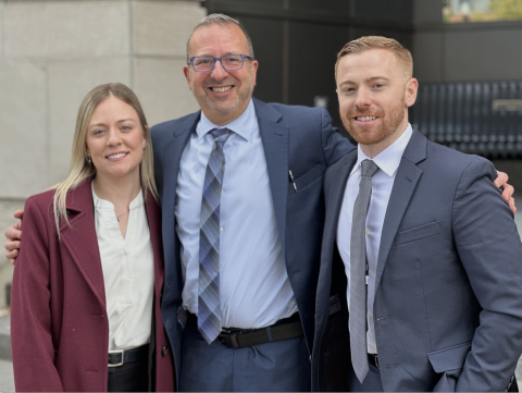 Katie Clawson (LAW ’25), Andrew Pollis, Damien Chafin