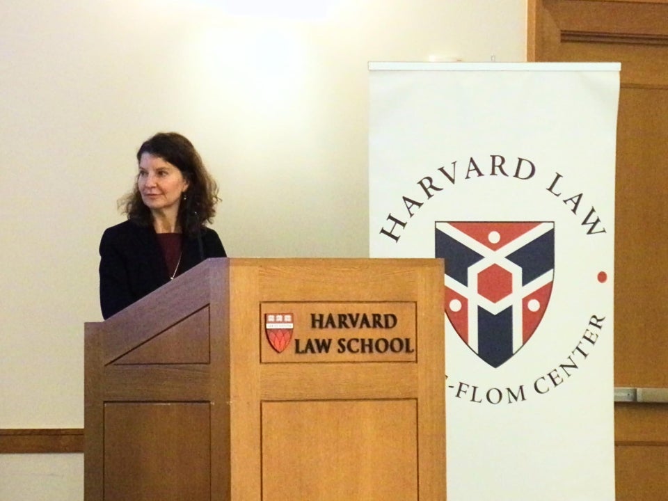 Sharona speaking at Harvard