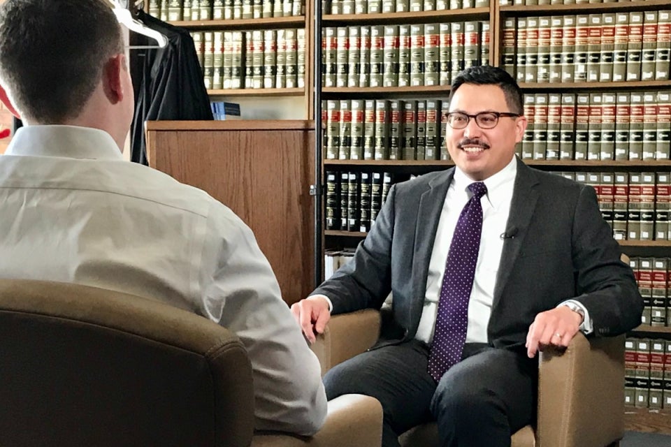 A member of the CWRU community being interviewed