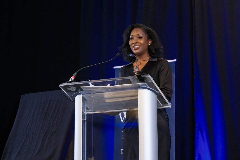 Morgan S. Celistan at the 2025 CWRU School of Dental Medicine Alumni Awards