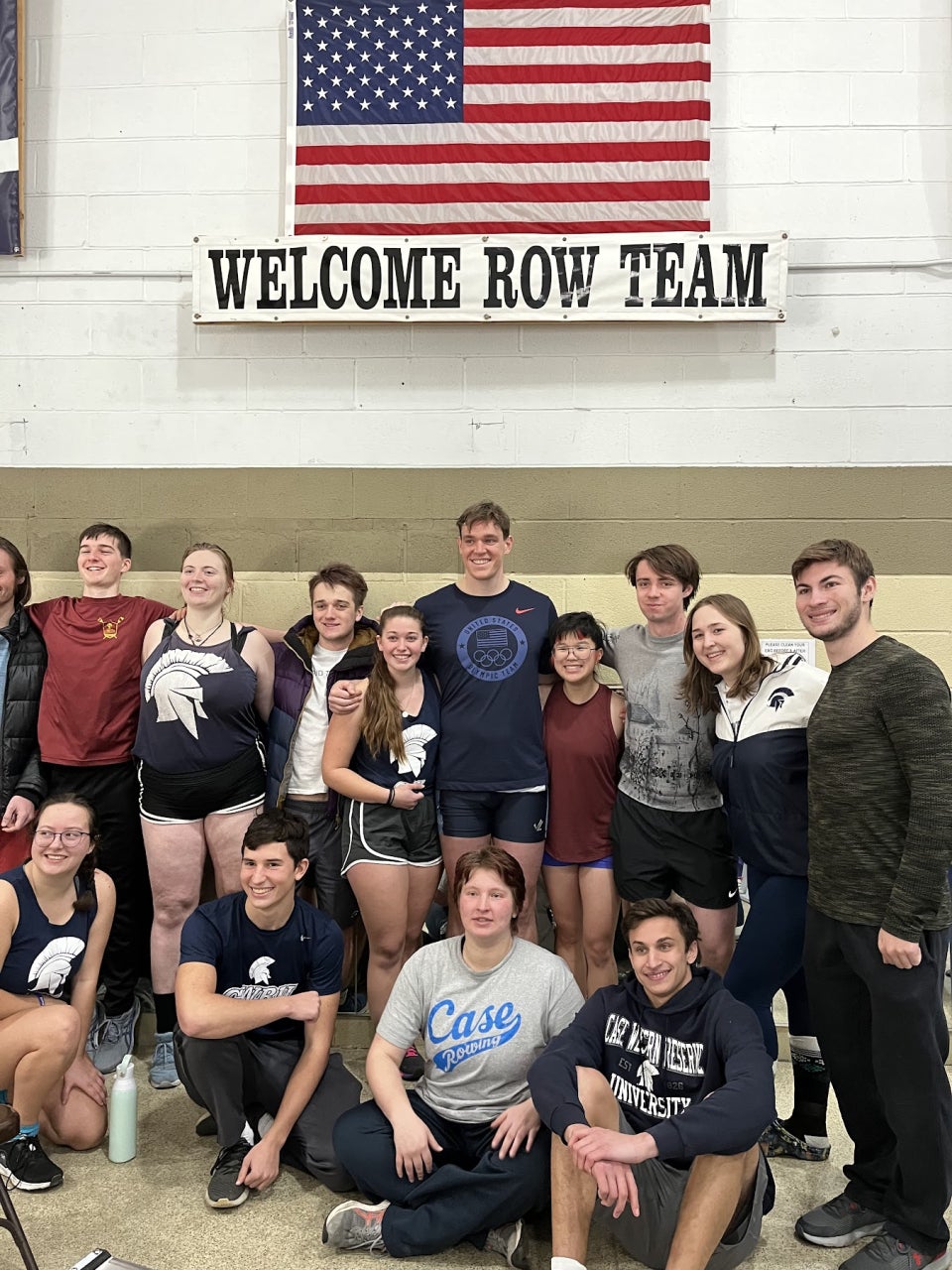 Alexander Richards posing with the CWRU row team