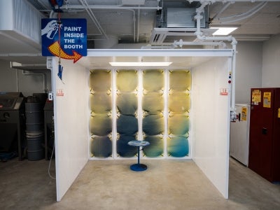 Paint booth at Sherwin-Williams Paint & Coatings Studio, located at Sears think[box]. 