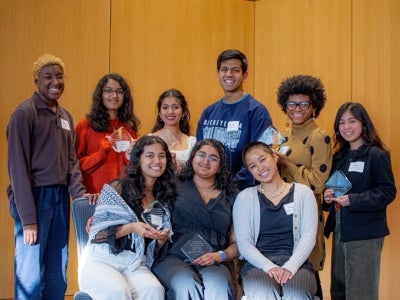 Vibha Mandayam and other winners of CWRU's Sustainability Champion Award.  