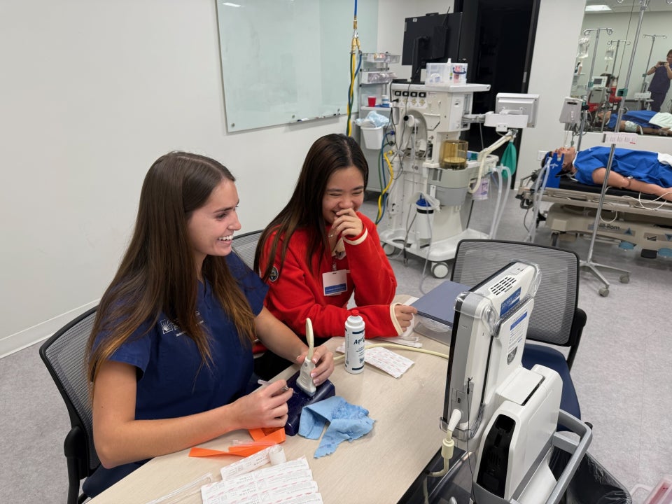 Lauren Prendeville doing simulated anesthesia