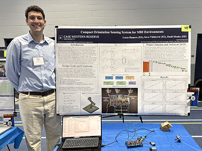 Photo of Lucas Romero presenting research at Intersections