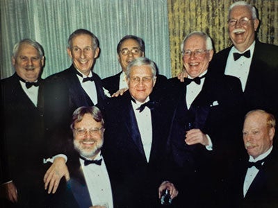 Bill Allport and his friends at his daughter's wedding.