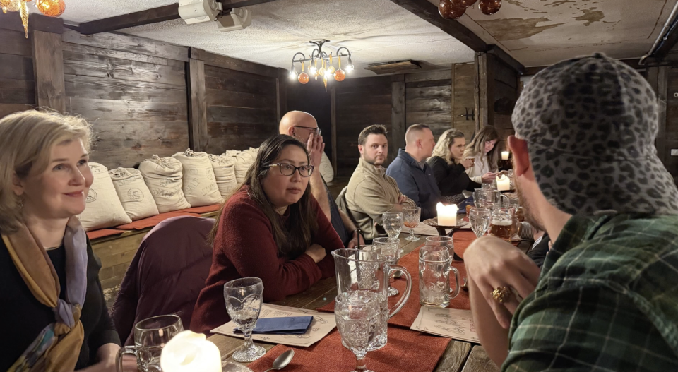 Students at a dinner in Estonia