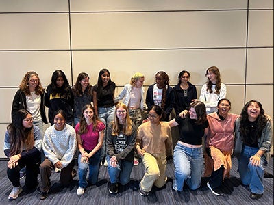 Photo of members of the Society of Women Engineers posing together