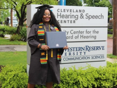 Kristina Bowdrie in graduation regalia 